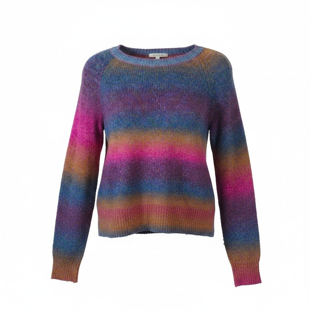 BB Dakota Ombre Rainbow Stripe Sweater S Multicolor Crewneck Soft Cozy Knit